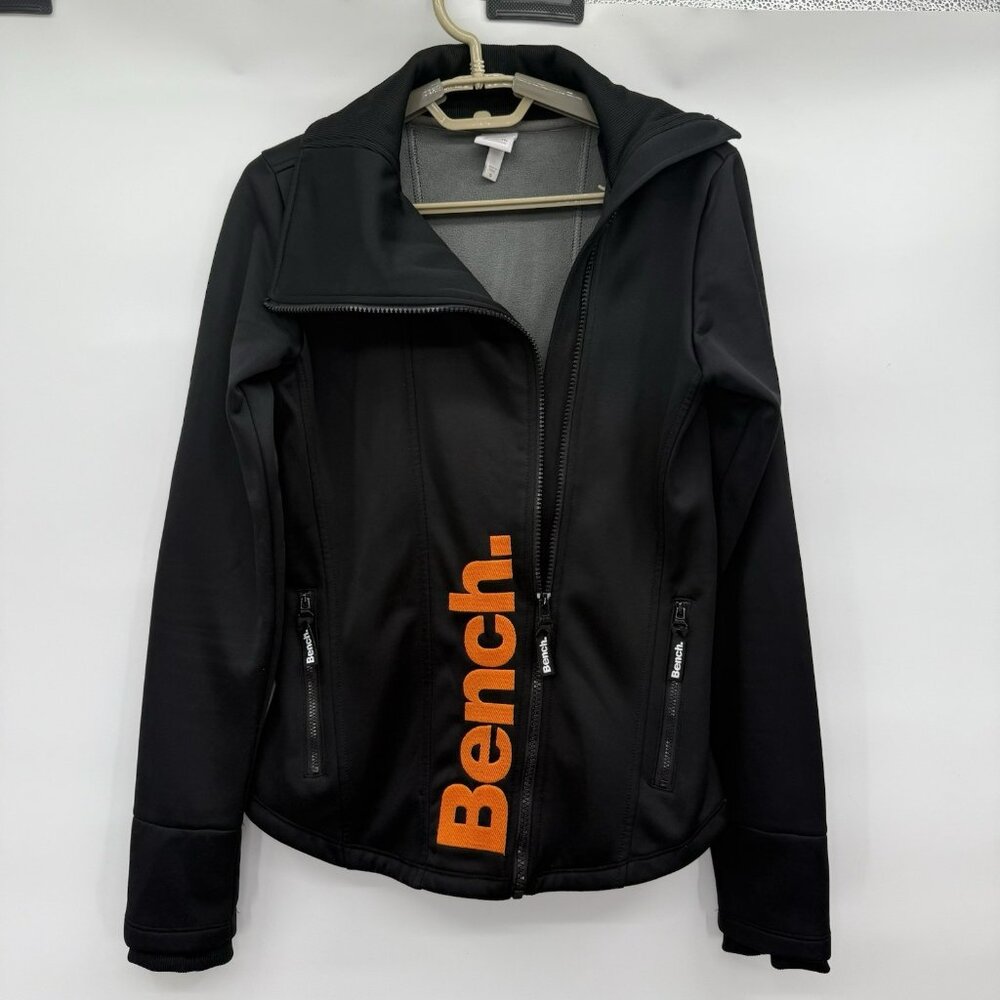 Bench Women's Full Zip Black Size Small Fleece Lined Athletic Jacket Embroidered